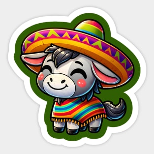 Cute donkey with sombrero Cinco De Mayo Sticker